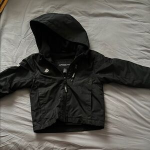 London Fog Black Hooded Raincoat Water-Resistant